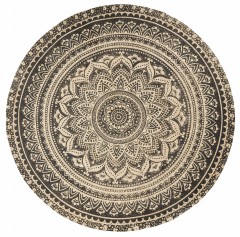 RUG ROUND JUTE NATURAL W BLACK PRINT 150 